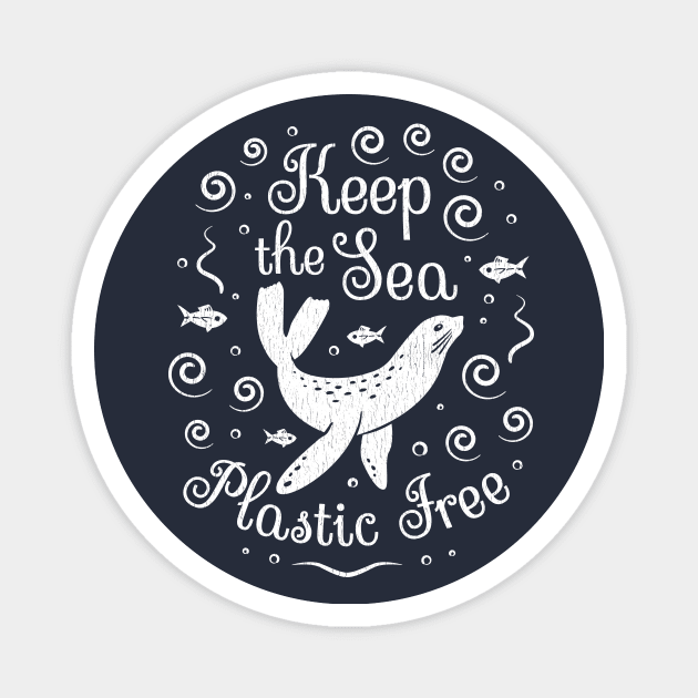 Keep The Sea Plastic Free - Sea Lion Magnet by bangtees